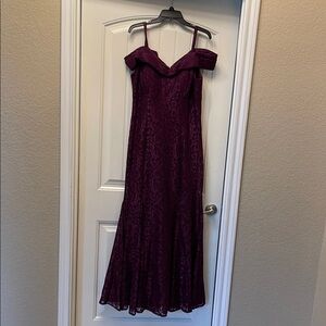 Elegant Purple Lace Off-Shoulder Dress